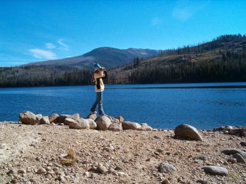 Student looking over Duck Bay